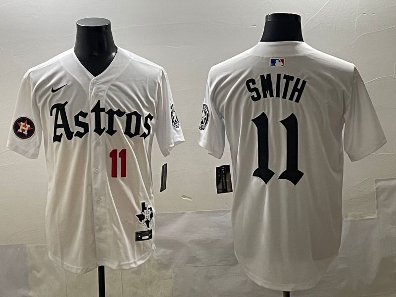 Men 2025 Houston Astros #11 Smith White Five generations Joint Name Nike MLB Jersey style 42->houston astros->MLB Jersey